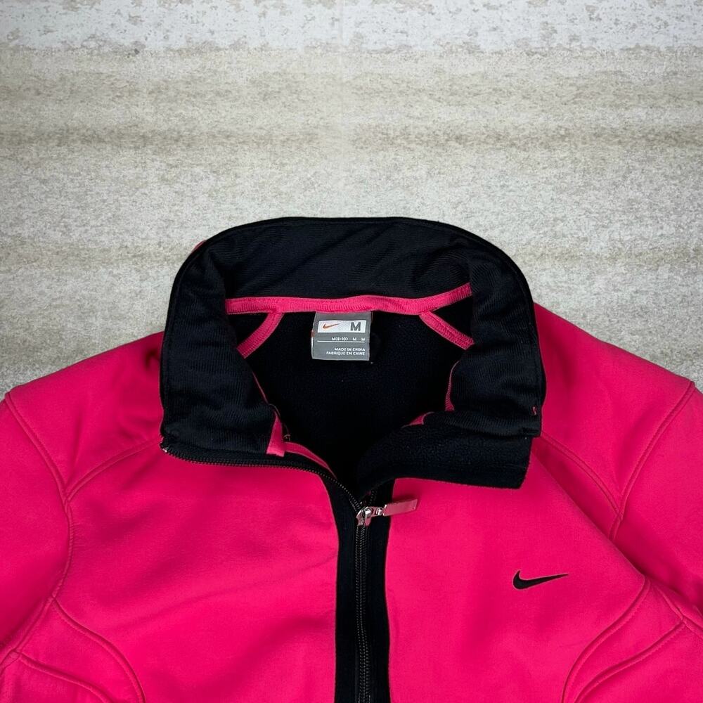 Vintage Y2K Nike Running Jacket Womens M Hot Pink Black Swoosh Full Zip Tag - Picture 3 of 3